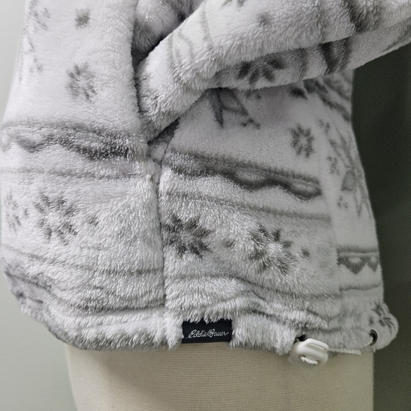 Eddie Bauer Nordic 1/4 Zip Fleece Pullover Womens White Frost Snowfall Fair Isle - Picture 5 of 9